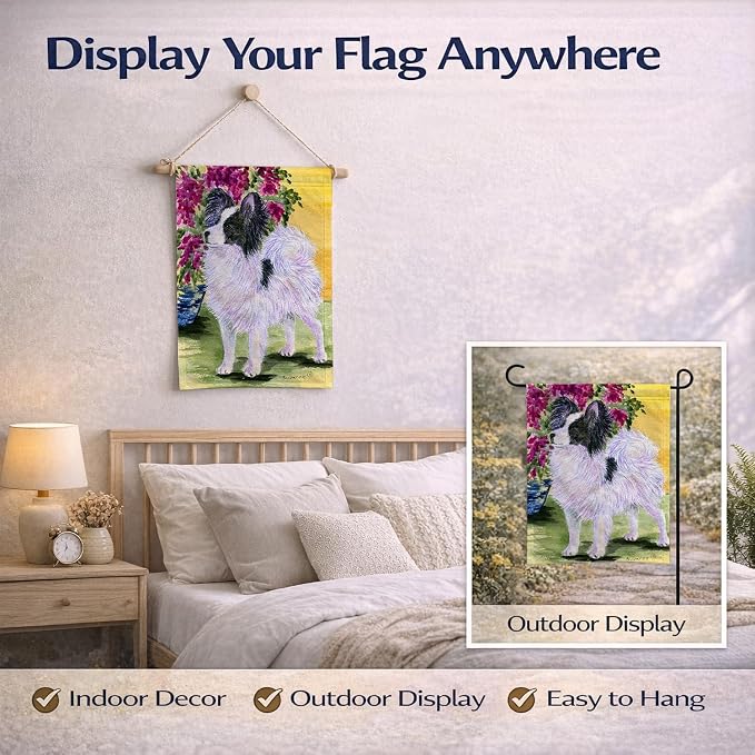Caroline's Treasures SS8477GF Papillon Garden Flag Mailbox Flag Decorative Yard Flag Banner Outside Patio Artwork Yard Flower Beds, Garden Size, Multicolor