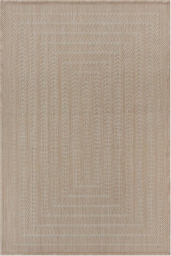 Adiva Rugs Outdoor Indoor Area Rug, Weather Resistant, Easy to Clean, Stain Resistant Floor Mat for Dining Room, Backyard, Deck, Patio (Natural Beige, 5' x 7')