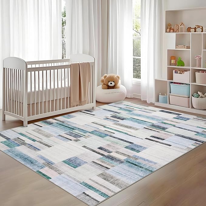 GarveeHome Geometric Area Rug 5x7 Washable Non Slip Bedroom Rug Modern Rugs for Living Room Soft Non Shedding Stain Resistant Low Pile Carpet for Dining Room Office Classroom