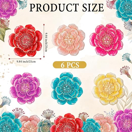 Landical 6 Pack Decorative Stepping Stones for Garden 10 Inch Cement Flower Stepping Stones Decoration for Patio Walkway Yard Outdoor(Camellia)