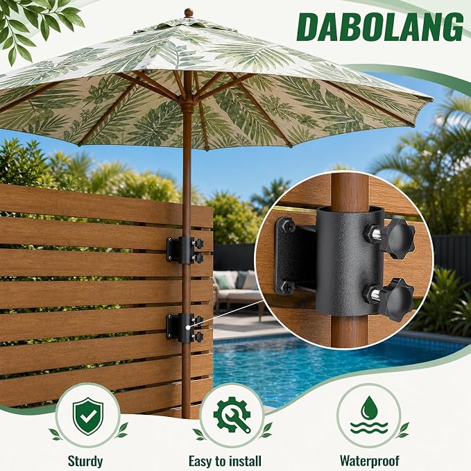 Patio Umbrella Holder for Deck Railing,Heavy Duty Deck Umbrella Mount,Outdoor Metal Patio Umbrella Clamp,Deck Umbrella Base and Stand for Outdoor Courtyard, Balcony, Boats