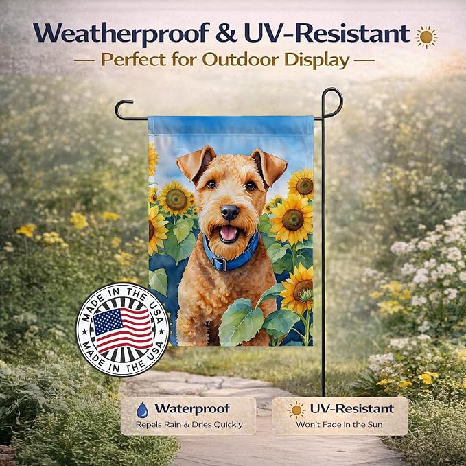 Caroline's Treasures DAC6114GF Lakeland Terrier in Sunflowers Garden Flag Mailbox Flag Decorative Yard Flag Banner Outside Patio Artwork Yard Flower Beds, Garden Size, Multicolor