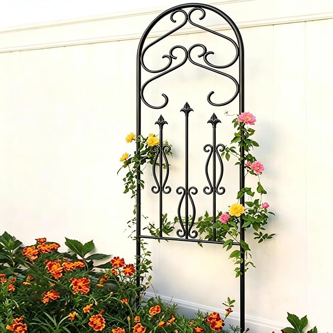 AMAGABELI Garden & Home 4 Pack 60" x 18" Metal Garden Trellis for Climbing Plants Outdoor Climbing Rose Trellis Rustproof Plant Vines Flower Vegetable Decorative Trellis for Potted Plants Black