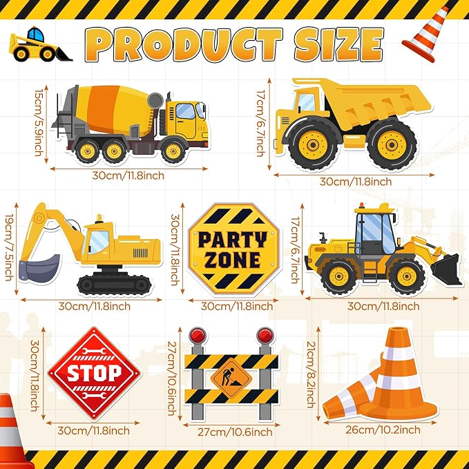 Construction Birthday Party Supplies Construction Birthday Yard Signs With Stakes Trucks Excavator Photo Booth Props for Home Outside Garden Lawn Birthday Decorations