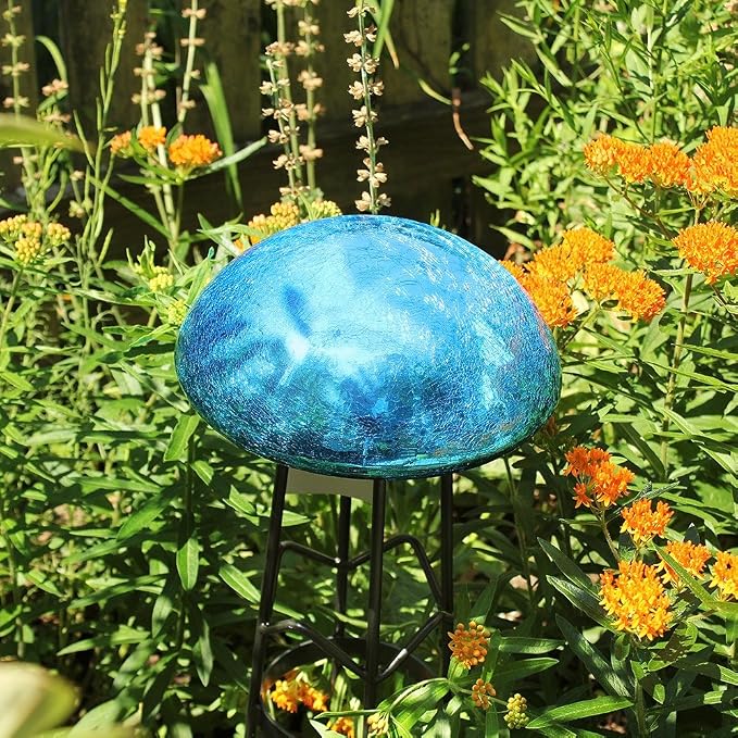 Achla Designs Glass Toadstool Mushroom Gazing Ball, Teal