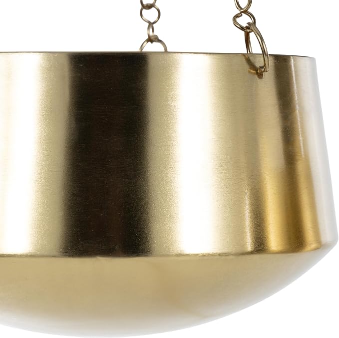 Deco 79 Metal Indoor Outdoor Wall Planter Indoor Outdoor Hanging Dome Hanging Planter with Chain, Set of 2 Plant Hanger 5", 7"H, Gold