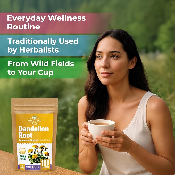 100 Bags Dandelion Root Tea Dandelion Tea Herbal (Taraxacum Officinale) - 100 Count 1.5g Bags Dried Herb Raíz De Diente De León