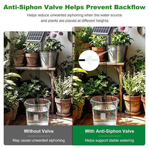 Replacement Accessories for Solar Drip Irrigation System, Anti-Siphon Valve, Gold-Plated Water Level Sensor Wire & Filter for Automatic Plant Watering Kit, Not a Complete Kit
