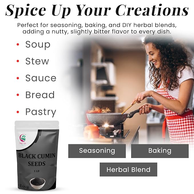 Black Cumin Seeds 1 LB, Nigella Sativa, 100% Pure & Natural, Premium Quality Kalonji Seeds, Perfect for Seasoning, Cooking, Sprouting & Herbal Uses - By Yogi’s Gift®
