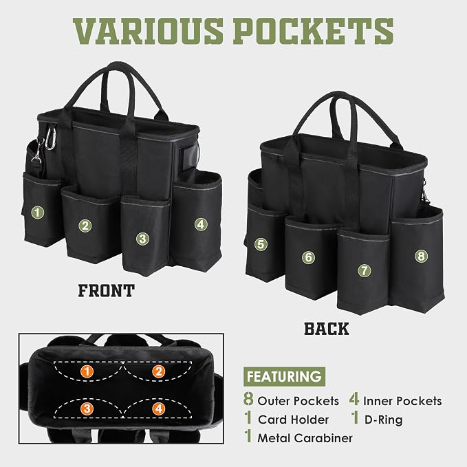 Tahoe Trails 14 inch Supply bag Open Top Tote tool bag Tool Organizer bag, 13pocket