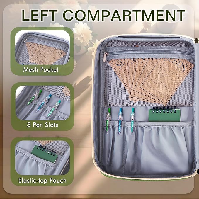 Seed Storage Organizer Binder with 20 Reusable Seed Envelopes | 30 Sheet Protectors Holds 120 Packets Envelopes, 1.5-Inch 3-Ring Binder, Handle & Adjustable Shoulder Strap,Ideal for Garden