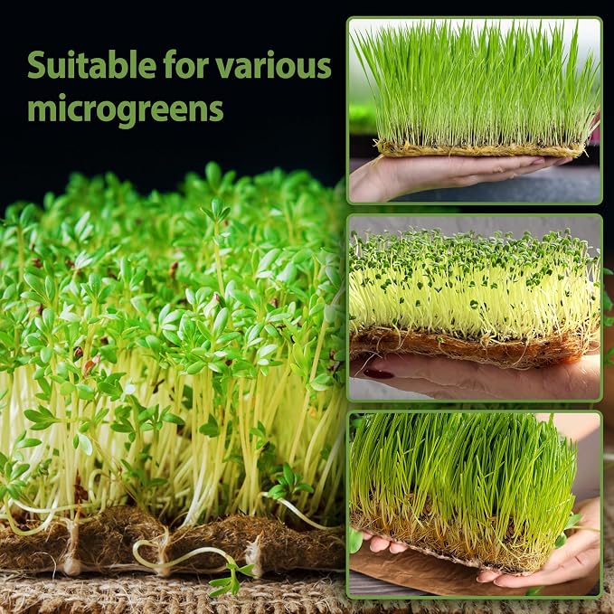 10 Pack Jute Grow Mat for Microgreens, 10" X 20" Hydroponic Grow Pads for Growing Tray Sprouting Trays Jute Fiber Seed Starter Planting for Micro Greens & Wheatgrass