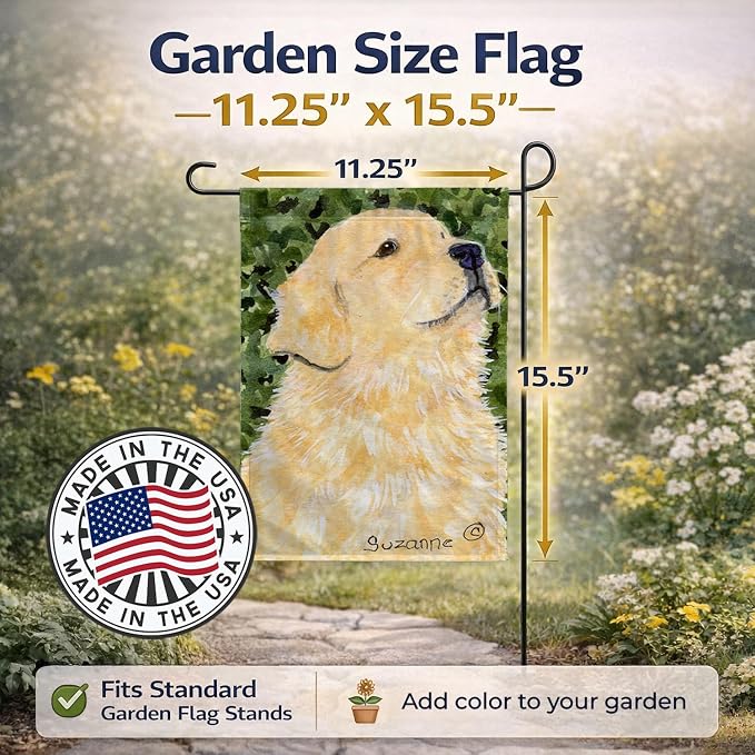 Caroline's Treasures SS8810GF Golden Retriever Garden Flag Mailbox Flag Decorative Yard Flag Banner Outside Patio Artwork Yard Flower Beds, Garden Size, Multicolor