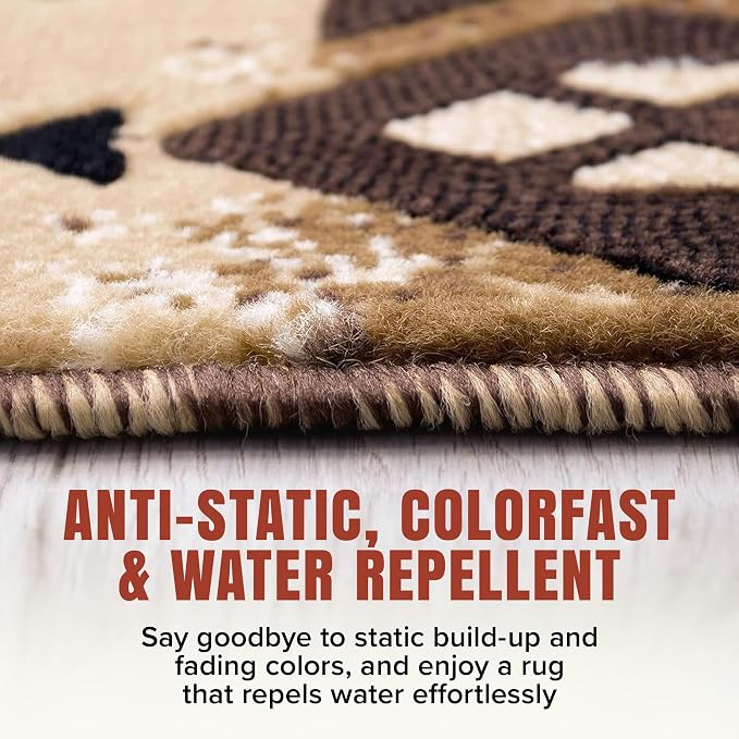 YHSF South West Native American Area Rug C318 - Easy Clean, Thick, Soft, Durable Native Tribal American Indian Inspired Rug for Bedroom/Living Room & More - Berber, 5 Feet 11 Inches x 8 Feet 6 Inches