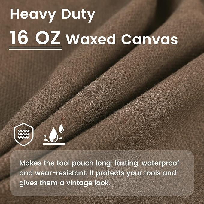 Canvas Tool Bag, Zippered Tool Pouch with Handle, 16 OZ Waxed Canvas Tool Storage Organizer | 2-Pack | 9.5"L x 10.5"W x 5.5"H (Opened) - Grey