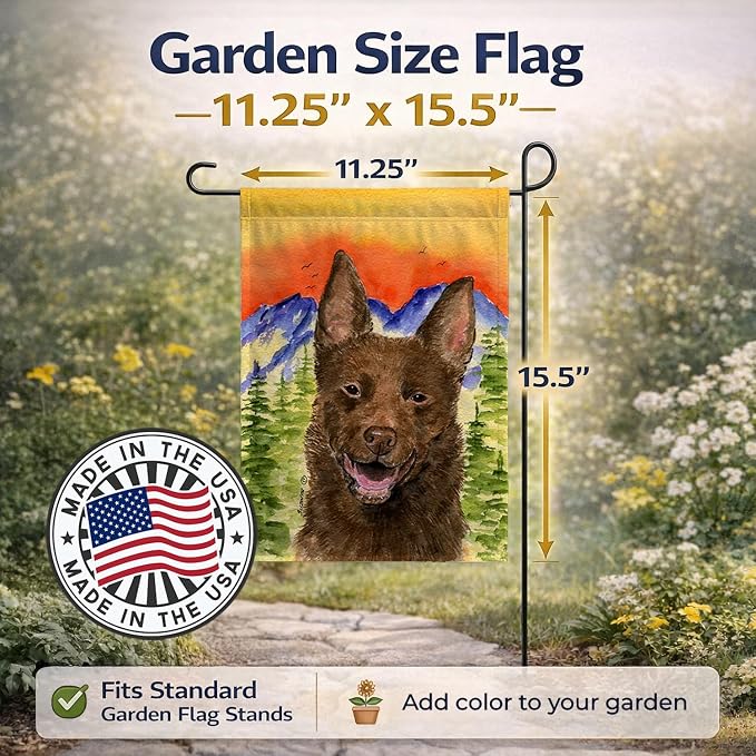 Caroline's Treasures SS8422GF Australian Kelpie Garden Flag Mailbox Flag Decorative Yard Flag Banner Outside Patio Artwork Yard Flower Beds, Garden Size, Multicolor