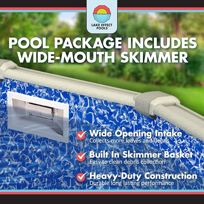 Lake Effect Pools 'Meadows' 12 ft x 18 ft Oval Above Ground Swimming Pool | 52 Inch Steel Side Walls | Kit Includes: 25 Gauge Overlap Liner & Widemouth Skimmer