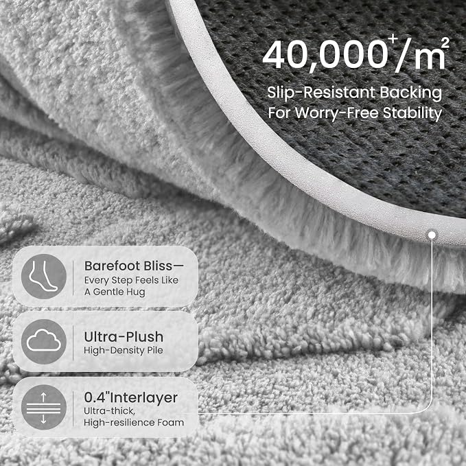 Sour Lemon Area Rugs 9x12 Living Room Bedroom, Large Carpet Grey Rug | Big, Geometric Alfombra Para Salas Modernas, Washable Non Slip Soft Thick Fluffy Plush, Memory foam Rug for Kids Playroom