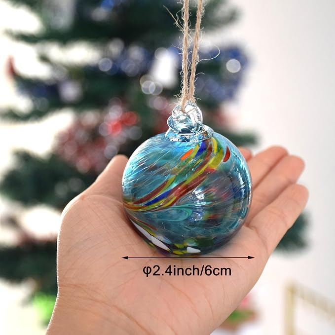 6pcs Hand-Blown Glass Balls Ornaments 6cm/2.36Inch Glass Christmas Ball Ornaments Friendship Gazing Balls for Home Outdoor Garden Patio Décor (Multicolor)