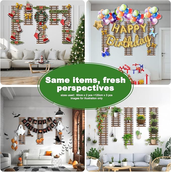 Mulctun Wall Planters - 11.4" W x 47.24" H Wooden Wall Planters for Indoor Outdoor Plants,Hanging Wood Wall Trellis,Wall Mounted Plant Holder for Orchids,Succulent,Air Plants,Hanging Pots Display