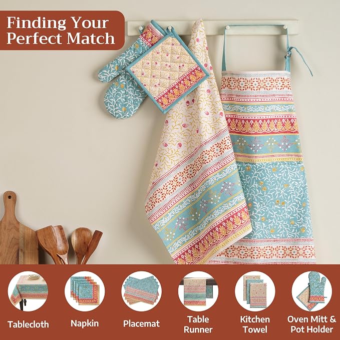 Maison d' Hermine Aprons for women with Pocket 100% Cotton (27.50"x31.50") | Adjustable Neck Strap & long ties Apron Men Chef Wedding Cooking Gardening Server Maid
