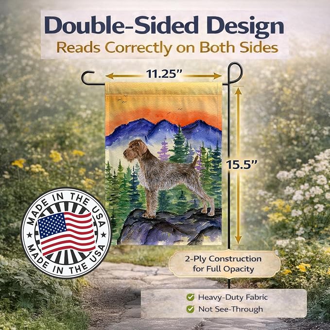Caroline's Treasures SS8226GF German Wirehaired Pointer Garden Flag Mailbox Flag Decorative Yard Flag Banner Outside Patio Artwork Yard Flower Beds, Garden Size, Multicolor