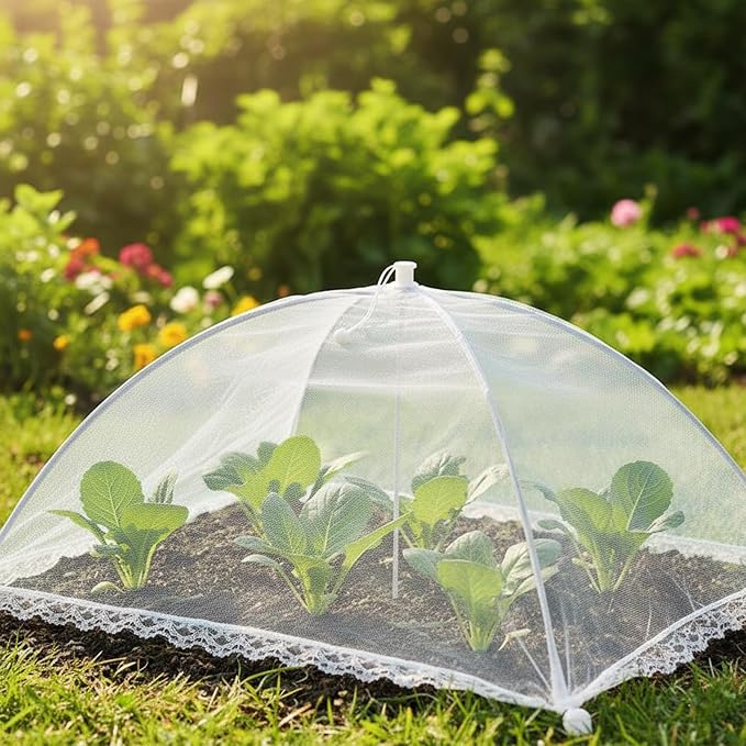 6 Pack Mesh Food Covers 17 Inch, White Pop-Up Food Tents, Collapsible Umbrella Screen Covers for Parties, BBQs, Picnics, Outdoor Camping Dining, Reusable Fly Cover