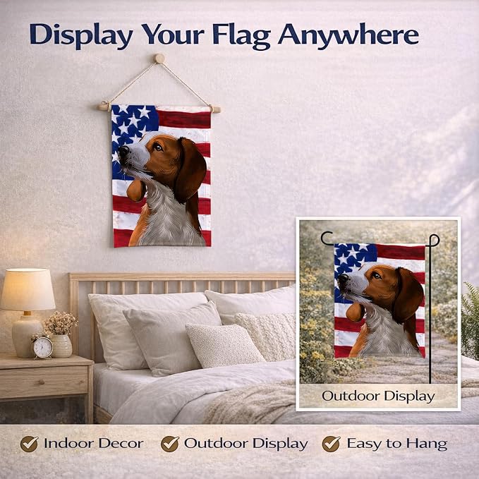 Caroline's Treasures CK6397GF American English Coonhound American Flag Garden Flag Mailbox Flag Decorative Yard Flag Banner Outside Patio Artwork Yard Flower Beds, Garden Size, Multicolor