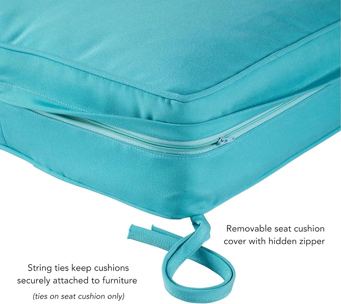 Sunbrella Deep Seat Cushion Set – Seat & Back Cushions for Patio Chairs, Sofas & Loveseats – Fade Resistant Outdoor Fabric, Ties, Zippered Cover, Cord Trim, Canvas Aruba