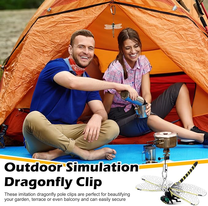 Qualirey 8pcs Dragonfly Hat Clip 2.2inch Realistic Dragonfly with Hook Attach to Backpack Hat Keychain for Indoor Yard Garden Plant Decor