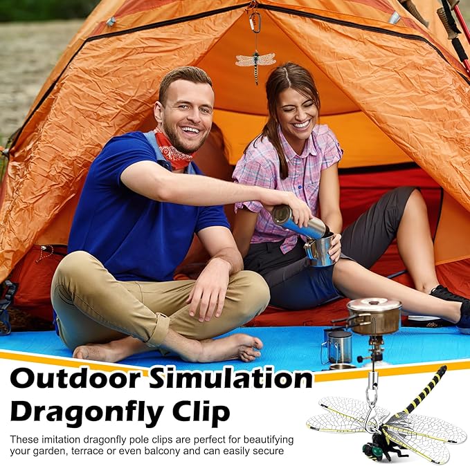 Qualirey 4pcs Dragonfly Hat Clip 2.2inch Realistic Dragonfly Clip with Hook Attach to Backpack Hat Keychain for Indoor Yard Garden Plant Decor