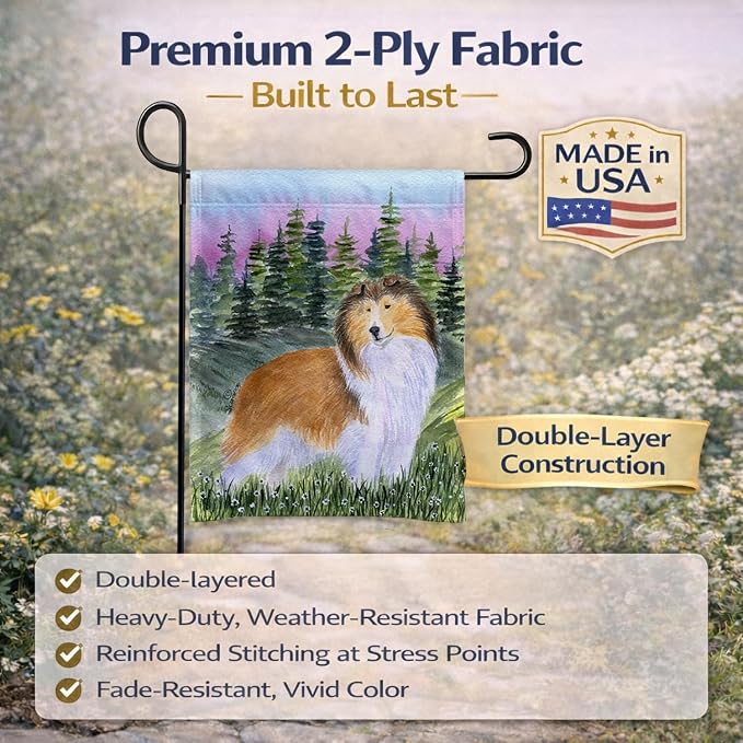 Caroline's Treasures SS8321GF Sheltie Garden Flag Mailbox Flag Decorative Yard Flag Banner Outside Patio Artwork Yard Flower Beds, Garden Size, Multicolor
