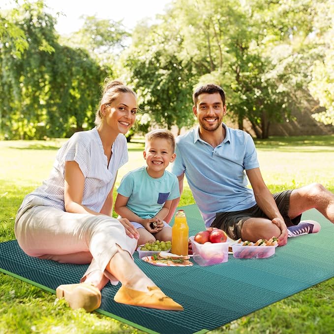 Lahome Outdoor Plastic Straw Rug 5x8, Reversible Waterproof Outdoor Rug Rv Outdoor Mats for Camping Large Carpet for Porch, Deck, Camper, Balcony, Picnic, Blue-Green 5x8