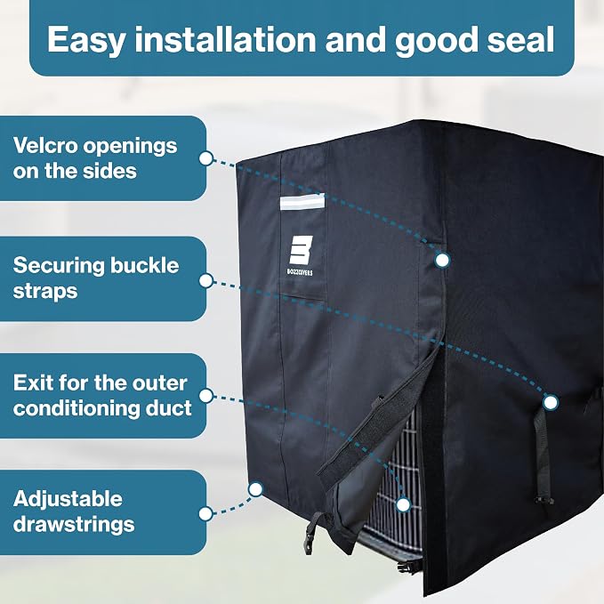 Air Conditioner Cover for Outside Units - 32”L x 32”W x 36”H inch, Heavy Duty 600D Tear Resistant Material, Weatherproof and Windproof, Universal Waterproof AC Unit Condenser Cover Outdoor – Black