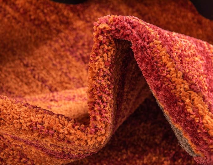 Unique Loom Autumn Collection Modern Contemporary Casual Abstract Area Rug (Terracotta/ Burgundy Border, 2 ft 6 in x 10 ft Runner)