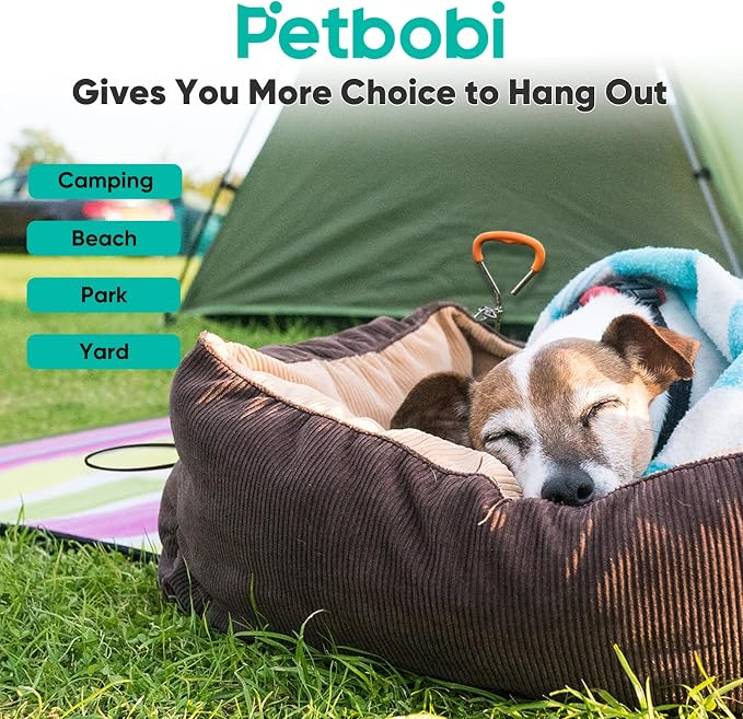 Petbobi Dog Tie-Out Cable and Stake - 20ft Heavy Duty Cable with Spring, No Tangle, 16in Ground Stake, Ideal for Outdoor Yard, Camping, Suitable for Small Medium Large Dogs Up to 120 lbs, Black