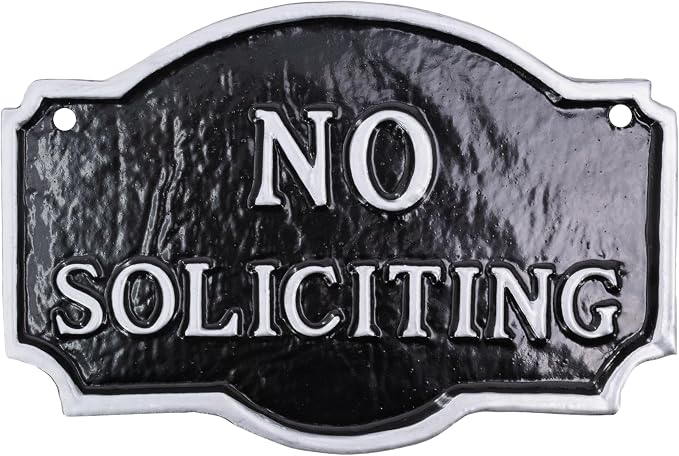 10" x 15" Standard Montague No Soliciting Statement Plaque Sign - Black/Silver