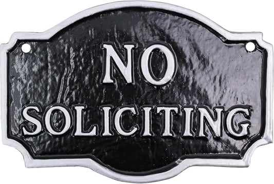 10" x 15" Standard Montague No Soliciting Statement Plaque Sign - Black/Silver