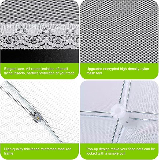 Homealexa 6 Pack 17" Mesh Food Covers, Outdoor Pop-Up Food Screen for Camping/Picnic/BBQ/Parties, Reusable Food Protector Tent Keeping Out Flies Bugs
