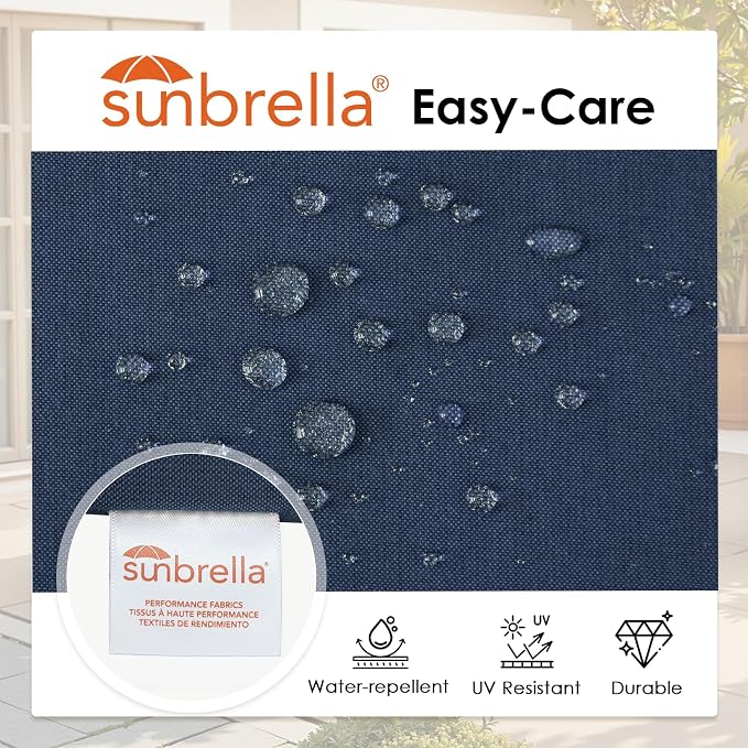 Sunbrella Outdoor High Back Chair Cushion, 2 Pack 44x21 inches Patio Chair Cushions Water Repellent Rocking Cushions Indoor Furniture Seat Pad, Specrtum Indigo