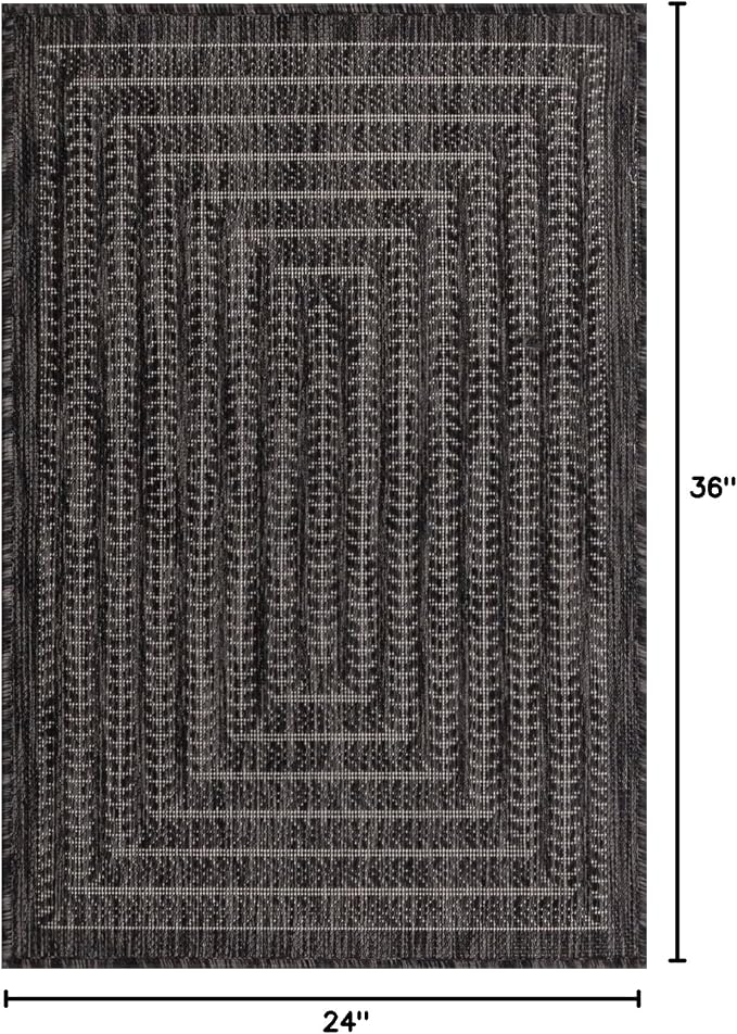 Adiva Rugs Outdoor Indoor Area Rug, Weather Resistant, Easy to Clean, Stain Resistant Floor Mat for Dining Room, Backyard, Deck, Patio (Pebble Weiss, 2' x 3')