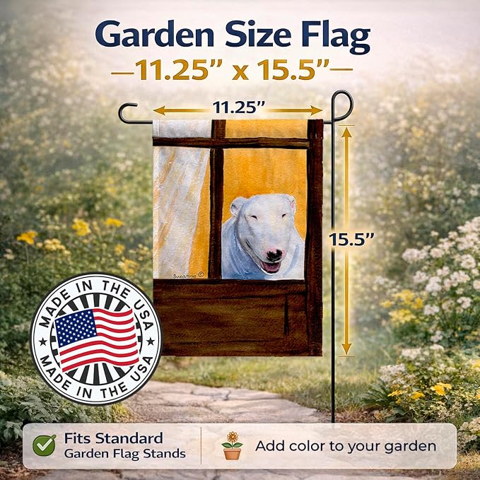 Caroline's Treasures SS8542GF Bull Terrier Garden Flag Mailbox Flag Decorative Yard Flag Banner Outside Patio Artwork Yard Flower Beds, Garden Size, Multicolor