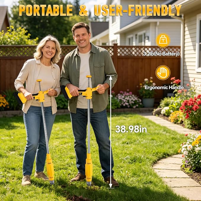 Electric Weed Puller Compatible with Dewalt 20V Battery, Heavy-Duty 3-Claw Steel Root Weeder, Stand up Electric Weeds Pulling Tool for Dandelion Lawn Garden Yard (No Battery)