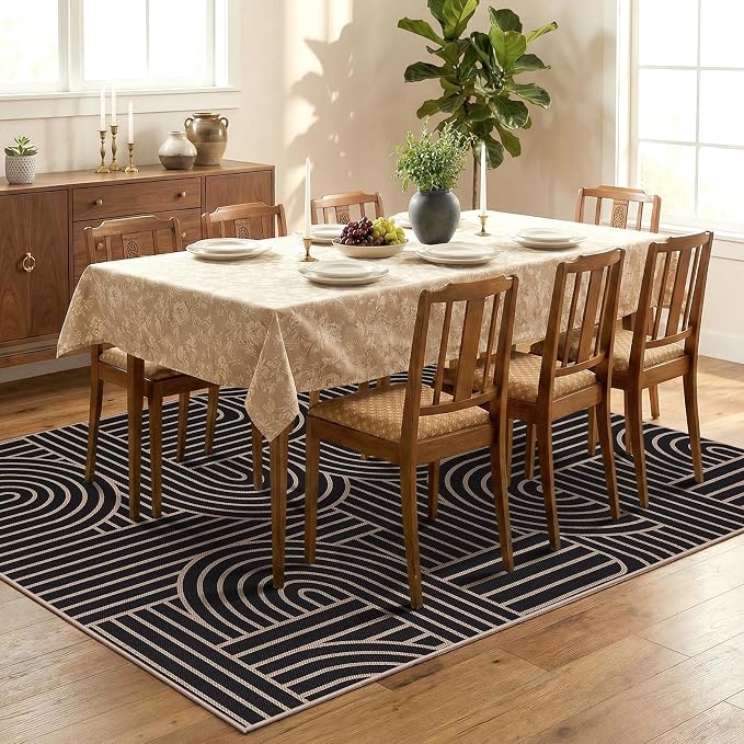 GarveeHome Modern Rainbow Easy Jute 3x5 Rug, Indoor/Outdoor Patio & Entryway Mat, Washable Non-Slip Carpet for Mudroom, Farmhouse Decor and Front Door