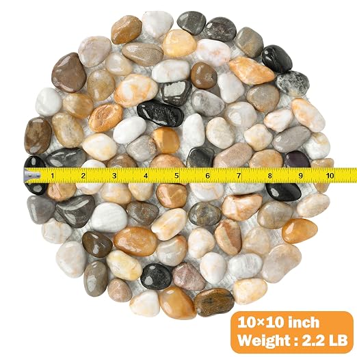 River Rock Stepping Stones Outdoor for Garden Walkway, 10 inch Diameter 4 Pcs Round Shape Paver Step Stones Polished Pebble River Stone Mat for Yard Lawn Patio Pathway Walk Way - Multi-Color
