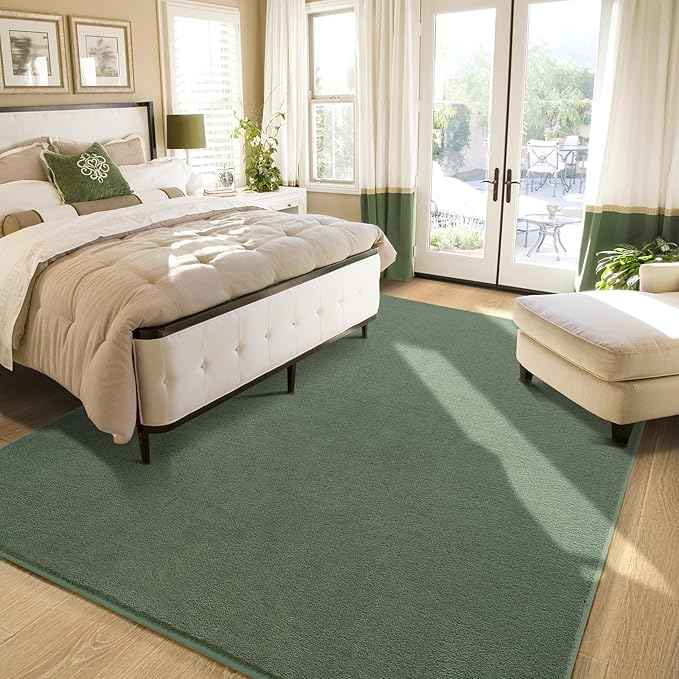 Amearea Sage Green Area Rugs for Bedroom Living Room, 4x6 Memory Foam Rug | Thickened Fluffy Indoor Washable Rugs Non Slip Minimalist Carpet for Kids Boys Girls Dorm Nursery Room Decor