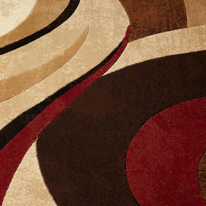 Home Dynamix Tribeca Slade Modern Runner Rug, Abstract Brown/Red 26"x12'