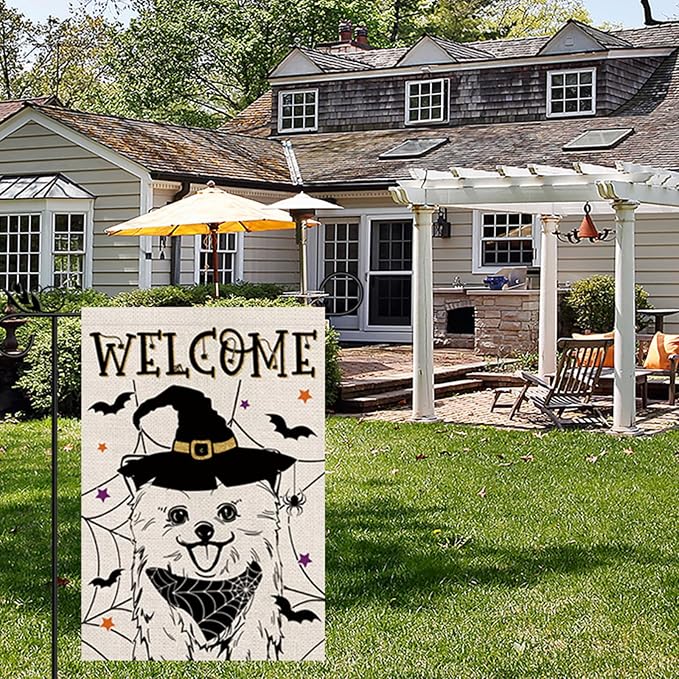 Seasonal Garden Flags Pomeranian Double Sided Flags Set of 11 Holiday Farmhouse Indoor Outdoor Yard Lawn Christmas Gifts Decorations 12.5x18 Inch