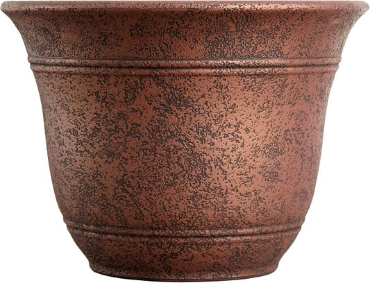 The HC Companies Sierra Round Self-Watering Pot - Lightweight Plastic Planter for Herbs & More - Durable Plant Pots for Indoor Plants & Outdoor Plants (7.5” Rustic Redstone, Pack of 1)