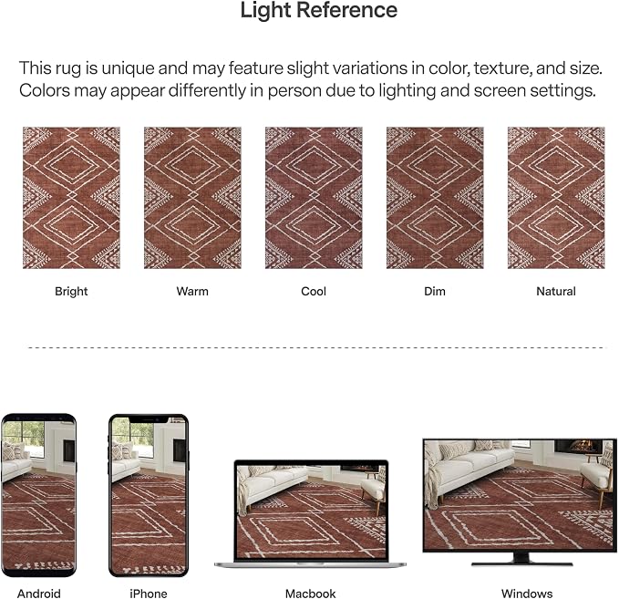 Machine Washable Area Rug Runner - Living Room Bedroom Bathroom Kitchen Entryway Office - Padded Low Pile Stain Resistant Premium - Moroccan Diamond Tribal - Jax - Orange 2'6" x 10'